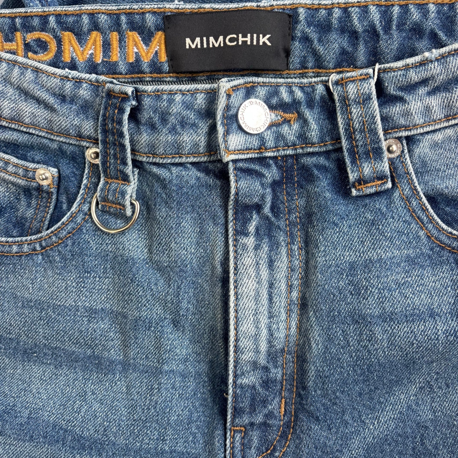Mimchik Maria Jeans Straight Leg Blue Denim Medium Wash Size 29 Nwt — image 5 of 8